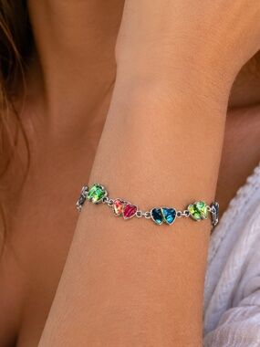 Vintage Made in Korea Paua Shell Double Heart link Bracelet – Natural Shell